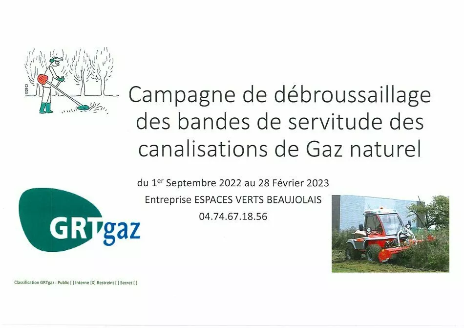 Campagne de débroussaillage des bandes de servitude des canalisations de gaz naturel