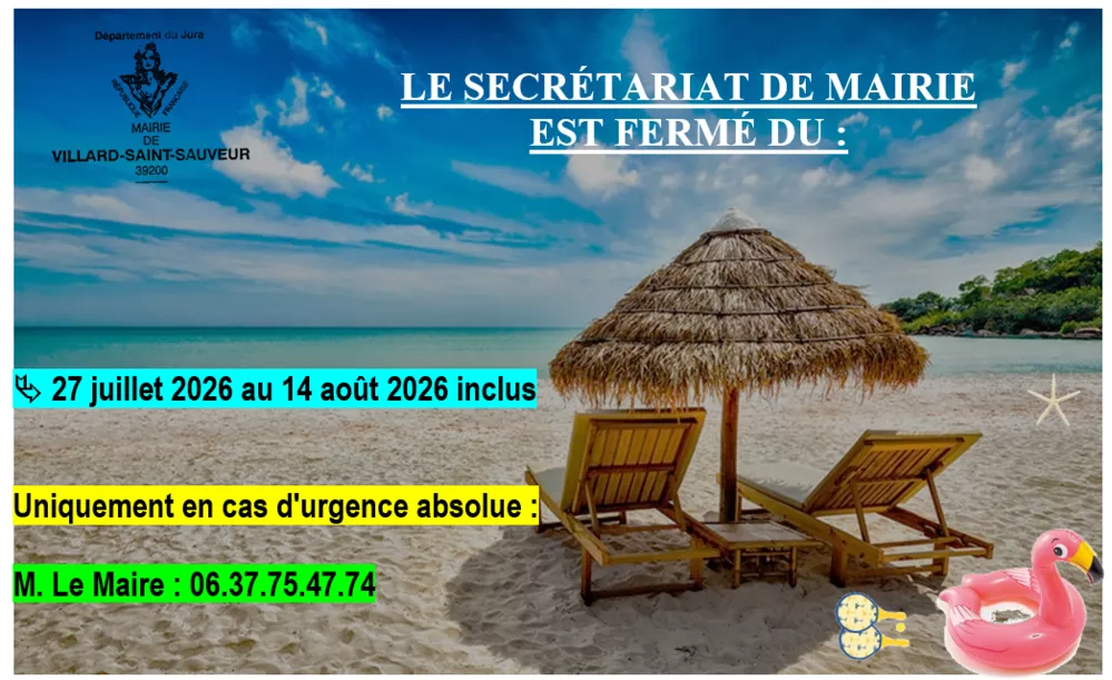 Fermeture secrétariat de mairie